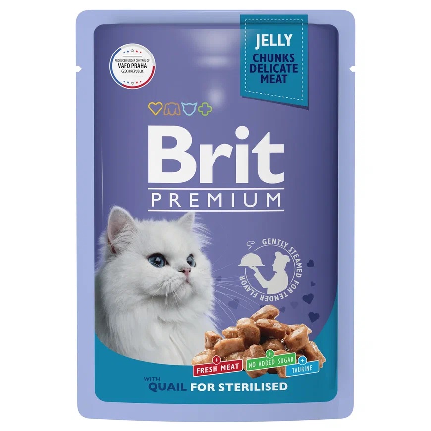 

Brit Premium пауч для стерилизованных кошек и котов (кусочки в желе) (Перепёлка, 85 г.)