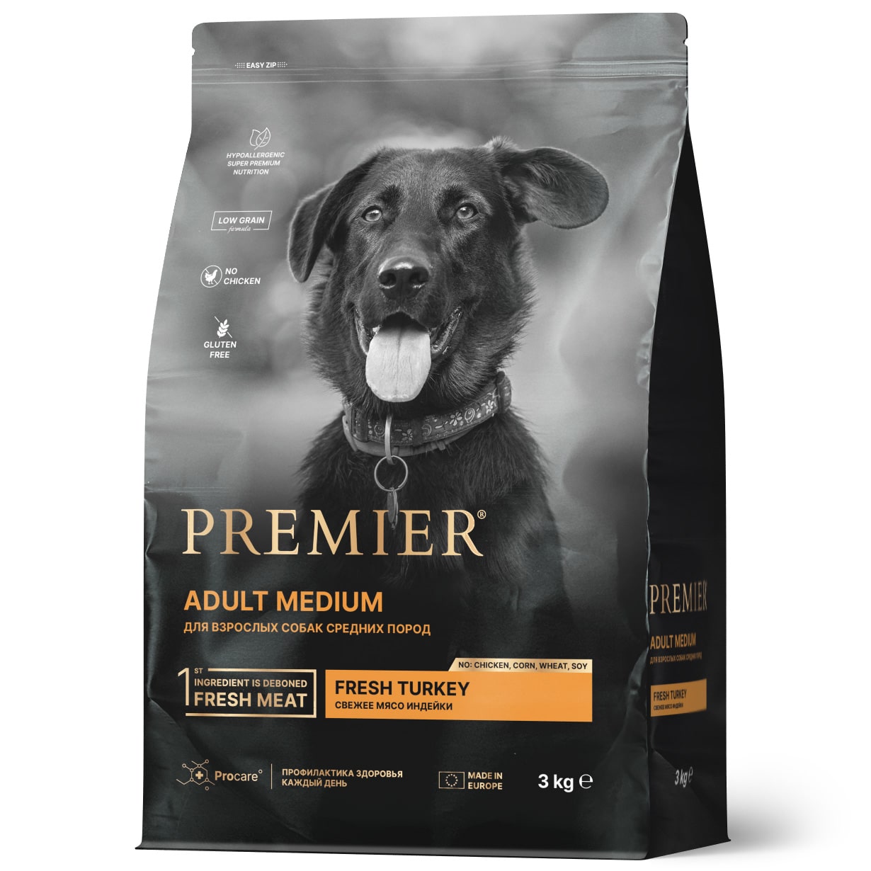 Premier Dog Adult Medium сухой корм для взрослых собак средних пород (Индейка, 3 кг.)
