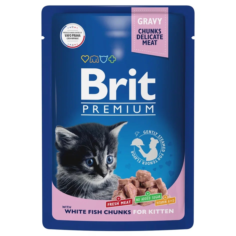 

Brit Premium пауч для котят (кусочки в соусе) (Белая рыба, 85 г.)