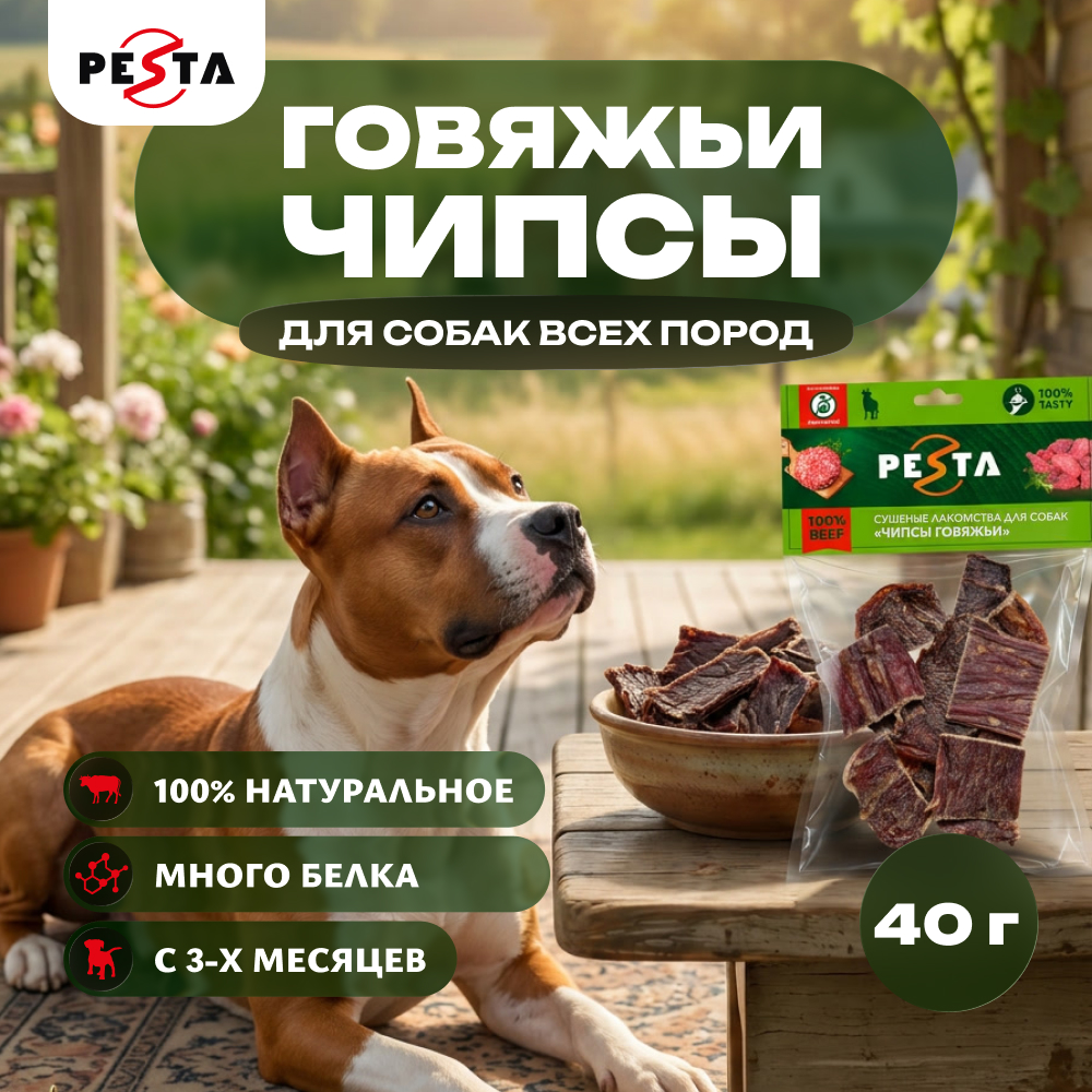Pesta лакомство чипсы говяжьи для собак (40 г.)