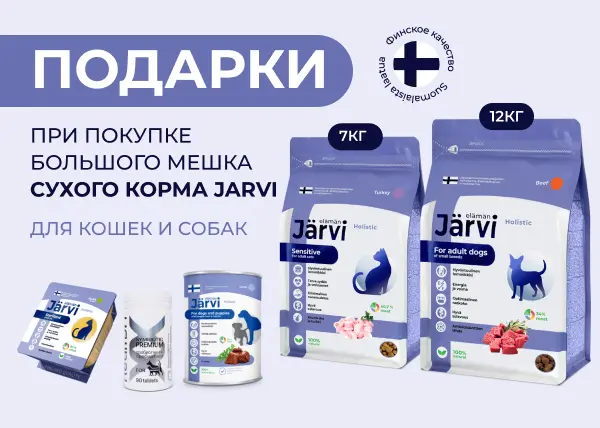 Подарки при покупке больших мешков сухого корма Jarvi