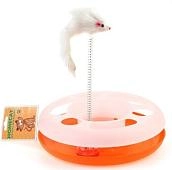 HOMECAT игрушка для кошек трек пластиковый с мячиком и мышкой на пружине