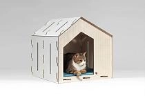 Carton Cat деревянный домик для кошек и собак малых пород с лежанкой Barn