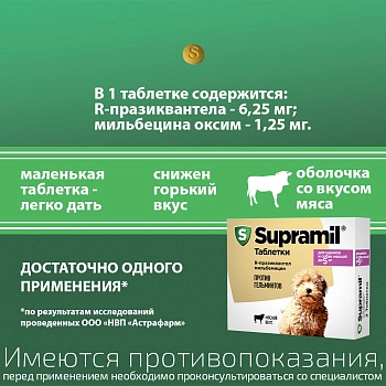 Supramil таблетки для собак и щенков до 5 кг