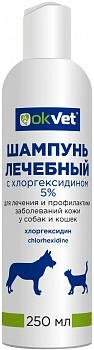 OKVET шампунь лечебный с хлоргексидином 5%