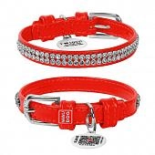 Collar ошейник кожаный Waudog Glamour "Полотно стразы"
