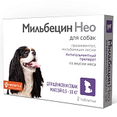 Мильбецин Нео со вкусом мяса для щенков и собак массой 0,5 - 10 кг