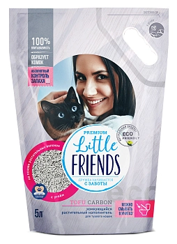 Little Friends Tofu Carbon наполнитель растительный комкующийся