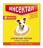 Инсектал капли от блох и клещей, для собак 4-10 кг