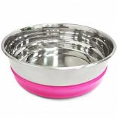 Triol миска металлическая с розовой резинкой