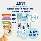 Jarvi монопротеиновое лакомство для чистки зубов для собак набор три вкуса (комбо набор) 
