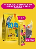 RIO Корм для средних попугаев+Палочки для средних попугаев с тропическими фруктами (комбо-набор)