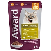 Award Hairball & Indoor пауч для взрослых кошек для выведения шерсти (кусочки в соусе)