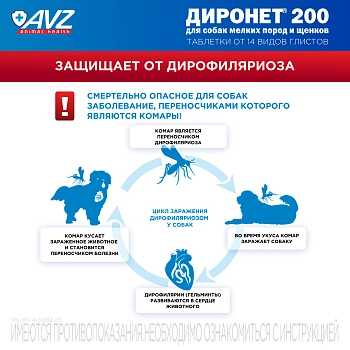 Диронет 200 таблетки для собак мелких пород и щенков