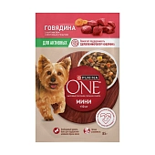 Purina One Мини пауч для активных взрослых собак мелких и карликовых пород (кусочки в подливе)