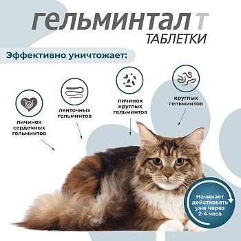 Гельминтал Т таблетки для кошек более 4кг