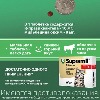 Supramil таблетки для кошек массой от 2 кг