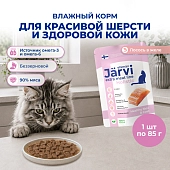 Jarvi Extra meat line пауч для кошек для красивой шерсти и здоровой кожи (кусочки в желе)