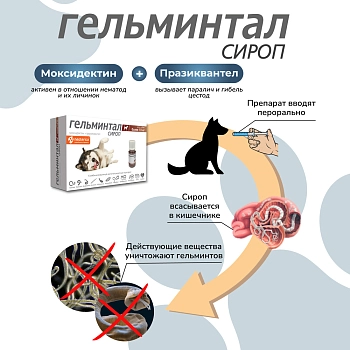 Гельминтал сироп для собак более 10кг