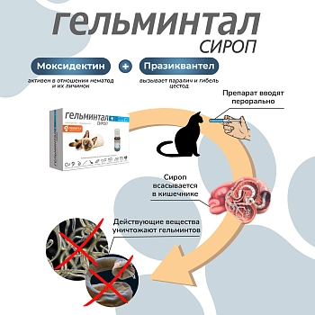Гельминтал сироп для кошек более 4кг