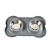 Pet-it миска двойная на силиконовом коврике Косточка