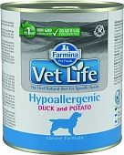 Vet Life Dog Hypoallergenic консервы для собак при пищевой аллергии и/или непереносимости