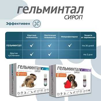Гельминтал сироп для щенков и собак менее 10кг