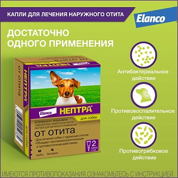 Нептра раствор для лечения наружного отита у собак